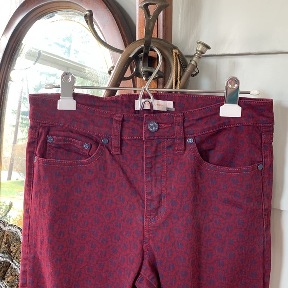 Tory Burch $225 Maroon Burgundy Red and Navy Denim - Picture 6 of 12